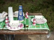 Hester & Cook Tailgate Collection Die Cut Football Place Mat, perfect for enhancing sport-themed gatherings, complements kitchen essentials from Athens Cooks for a festive atmosphere.