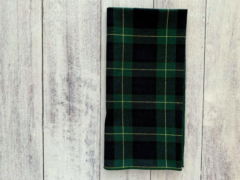 Dot and Army | Tartan Cloth Napkins | Set of four - Cocktail, featuring close-up of plaid fabric, showcasing traditional charm and durability, perfect for holiday gatherings.