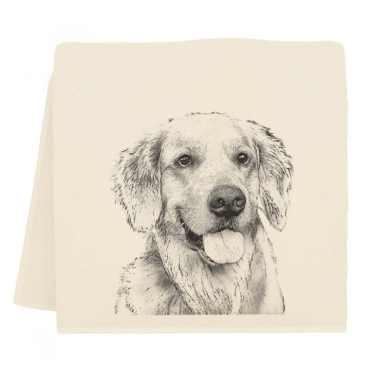 Eric and Christopher Tea Towels - Golden Retriever 2, crafted from sustainable cotton in a historic factory, ideal for elegant yet practical kitchen use.