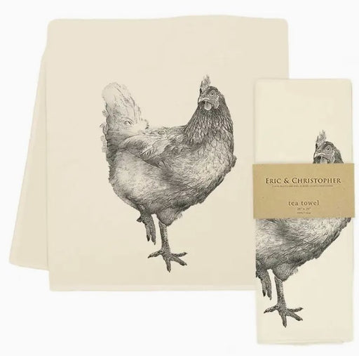 Eric and Christopher Hen 2 tea towel, crafted in a historic factory, offers elegance and functionality for any kitchen. Ideal for drying dishes or wiping spills.
