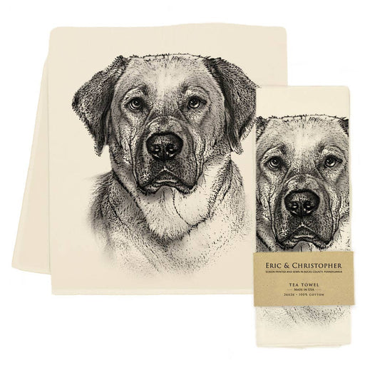 Eric and Christopher Tea Towels - Yellow Lab 2: Sustainable cotton towel from Bucks County, ideal for kitchen tasks, adding elegance and functionality to any cooking space.