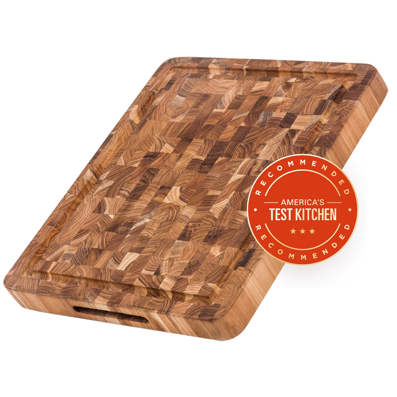 Teakhaus | Butcher Block Rectangle Cutting Board - With Juice Canal Small 12 x 16 Inches