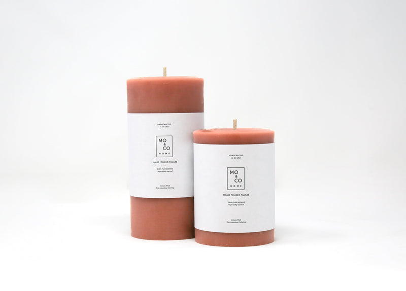 Mo&Co Home | Beeswax Pillar Candles | Terra Cotta: 3x6 Inch