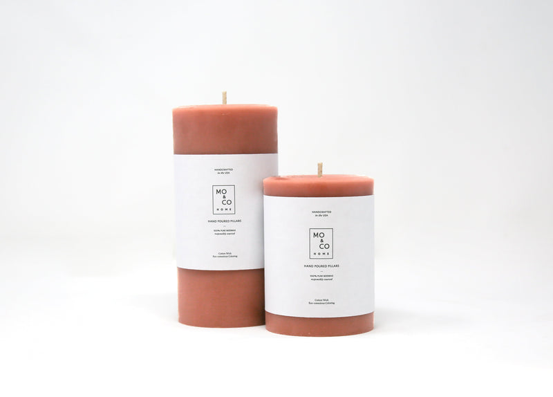 Mo&Co Home | Beeswax Pillar Candles | Terra Cotta: 3x4 Inch