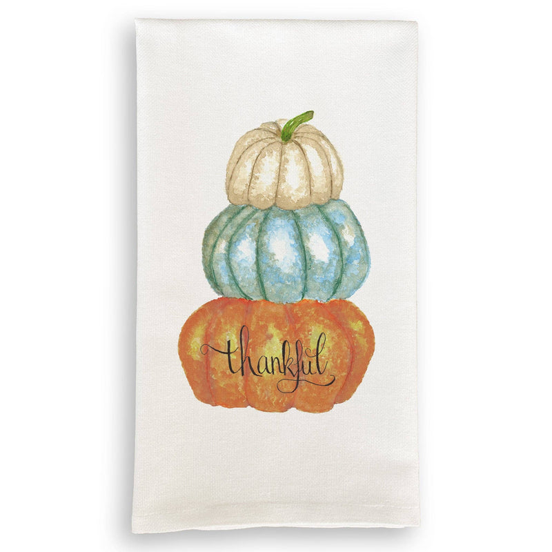 Close-up of the French Graffiti | Thankful Pumpkins Natural Guest Towel, featuring a detailed pumpkin drawing, ideal for adding elegance to home decor and gifting.