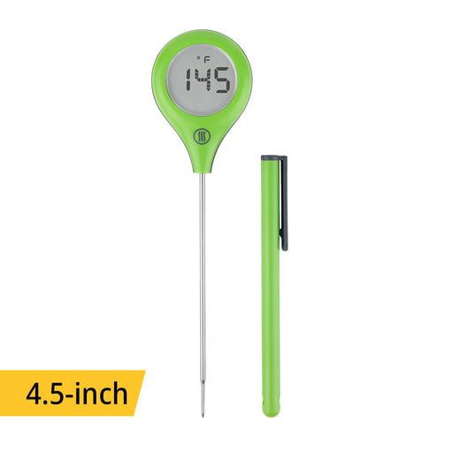 ThermoWorks | ThermoPop 2 Thermometer - Green, pocket digital thermometer with auto-rotating display, ergonomic design, IP67 waterproof, ideal for kitchen use at Athens Cooks.