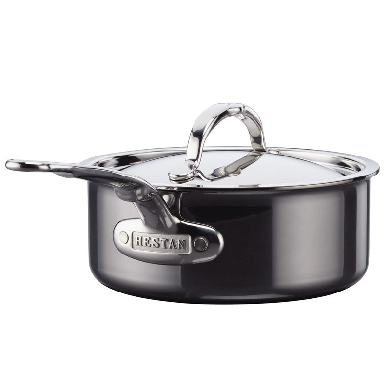 Hestan NanoBond | Cookware, 1.5qt Saucepan + Lid: Stainless-steel saucepan with long handle and ergonomic design, featuring resilient titanium layers and precision pouring rims.