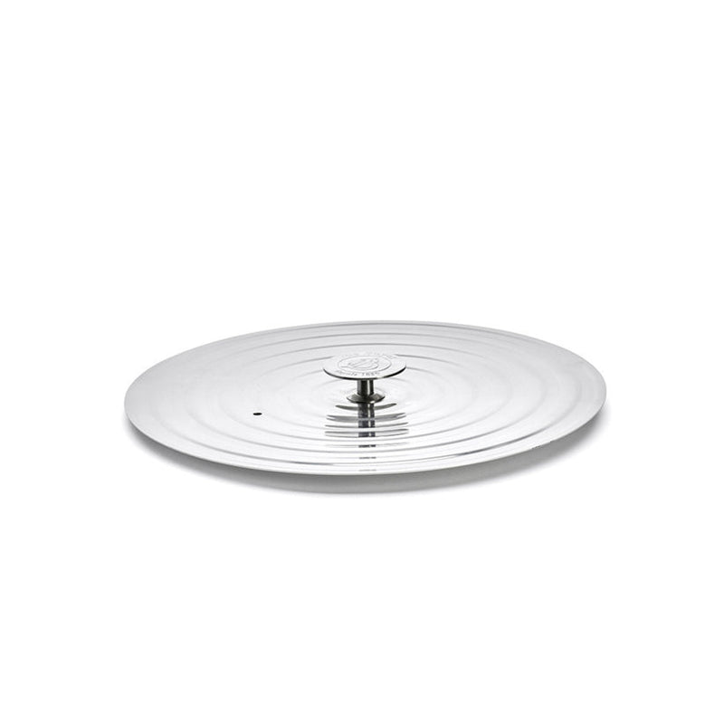 de Buyer | Stainless Steel Universal Lid with a circular design and handle, ideal for versatile kitchen use from Athens Cooks.