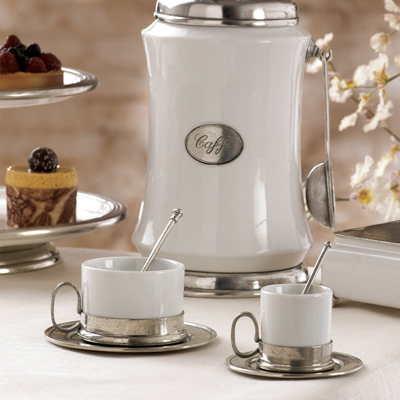 Arte Italica & Crown Linen Designs | Tuscan Cappuccino Cup & Saucer with Spoon