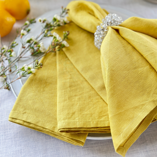 Arte Italica & Crown Linen Designs | Washed Linen Napkin Sets - Harvest Gold