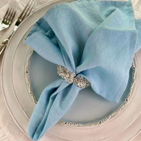 Arte Italica & Crown Linen Designs | Washed Linen Napkin Sets - Royal Blue