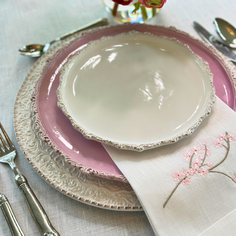 Arte Italica & Crown Linen Designs | Imperial Salad & Dessert Plate, Light Blue