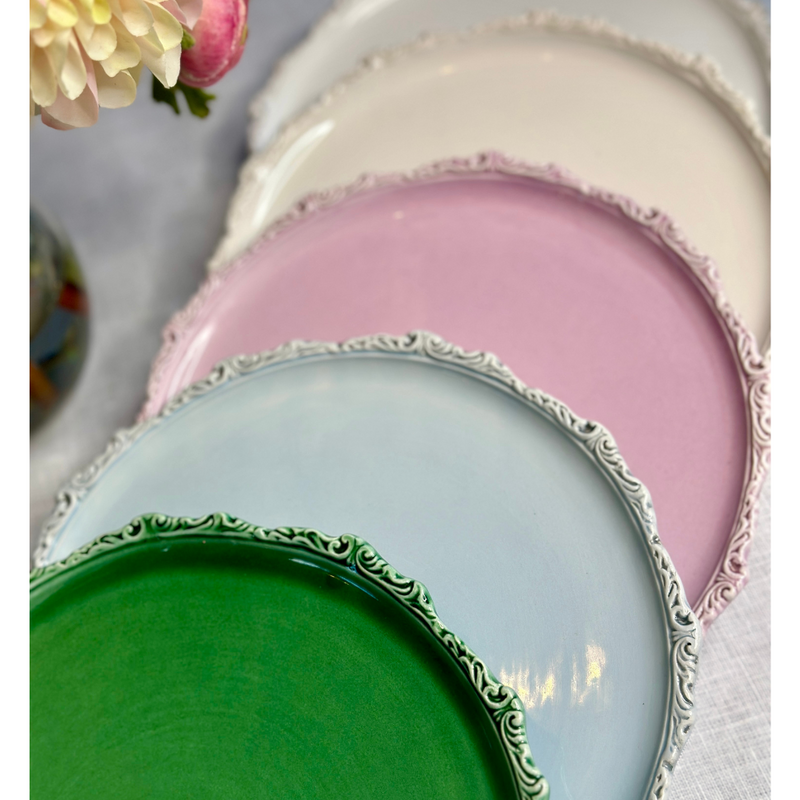 Arte Italica & Crown Linen Designs | Imperial Salad & Dessert Plate, Light Blue