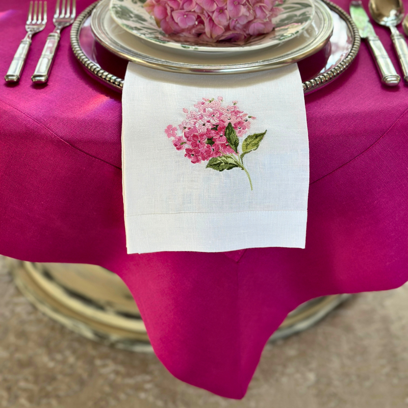 Arte Italica & Crown Linen Designs | Hydrangea Tri-Fold Napkin - Pink