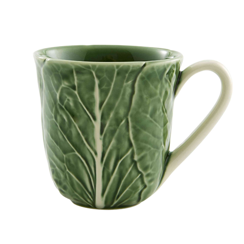 Bordallo Pinheiro | Cabbage Mug - Green with leaf design, crafted from ceramic, showcasing intricate detail and elegant handle, reflecting Portuguese cultural heritage.