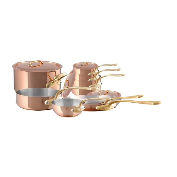 Mauviel | M'200 B Copper Cookware Set With Brass Handles, 12-Piece