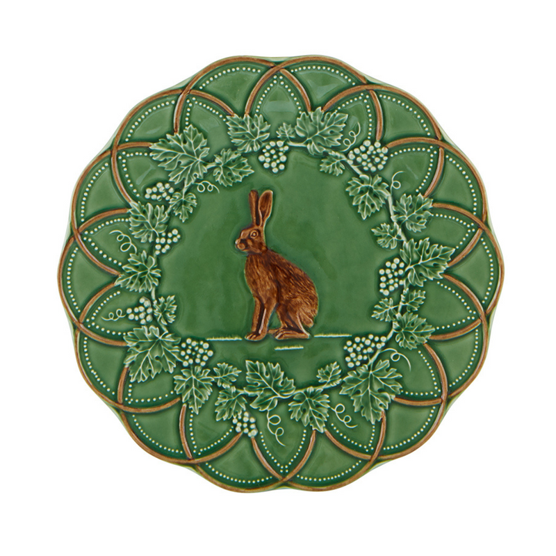 Bordallo Pinheiro | Woods Snack Plate Hare featuring an artistic rabbit design, highlighting nature-inspired elegance from the Woods collection at Athens Cooks kitchen store.
