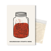 Sourdough Starter Set featuring a drawing of a jar with red liquid and a bag of flour, ideal for home bakers from Athens Cooks.