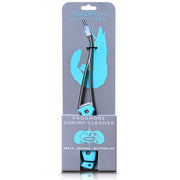 Toadfish Shrimp Cleaner packaged tool, designed for effortlessly peeling, deveining, and butterflying shrimp in one motion, available at Athens Cooks kitchen store.