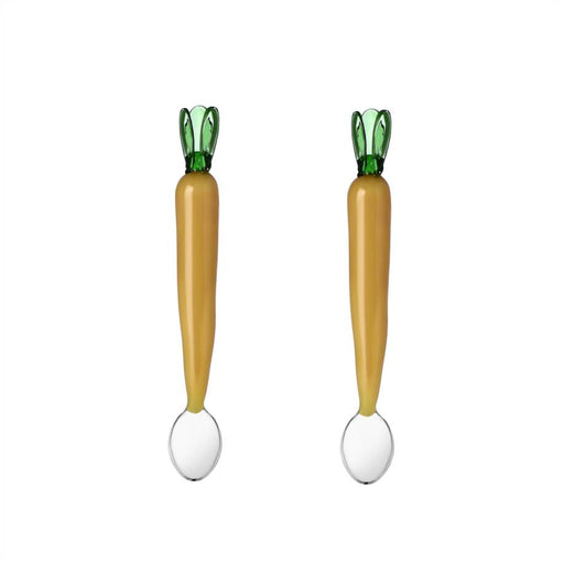 Ichendorf novelty teaspoons with carrot-shaped handles and metal bowls, perfect for adding a whimsical touch to your kitchen collection from Athens Cooks.