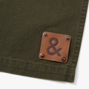 Hedley & Bennett Essential Apron, Vintage Wash Mosswood — fabric and construction detail