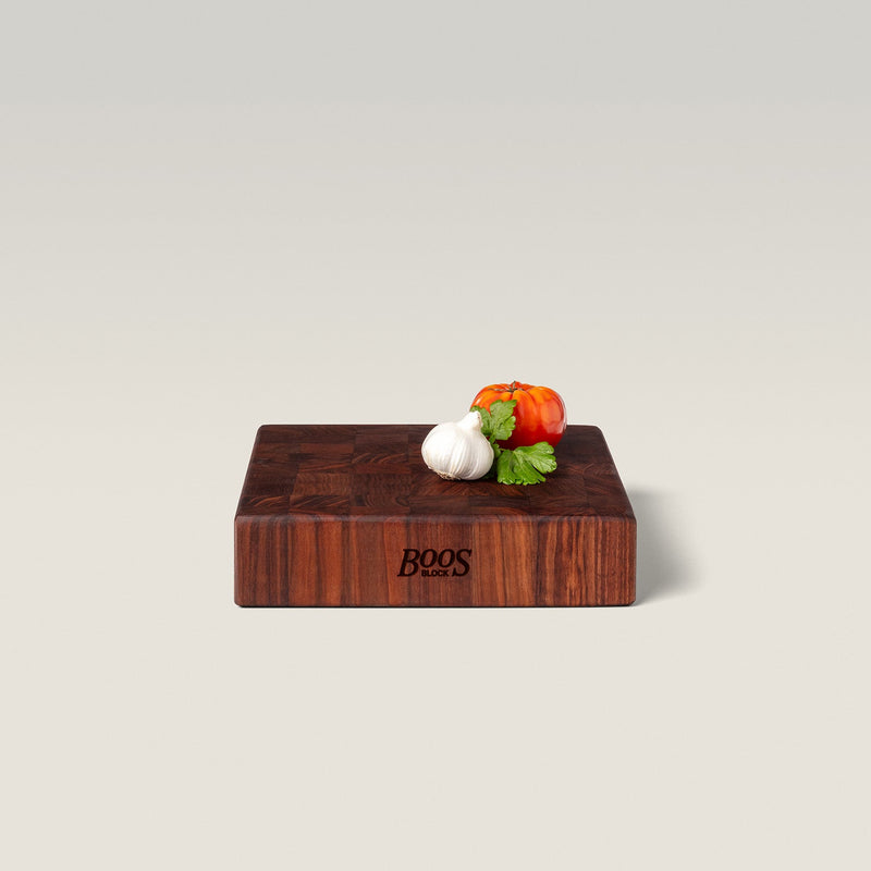 John Boos | Walnut End Grain Reversible Chopping Block with Grips, 12 x 12 x 3 inches