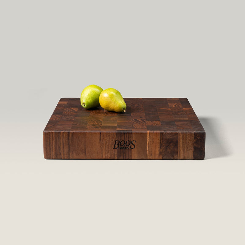 John Boos | Walnut End Grain Reversible Chopping Block with Grips, 15 x 15 x 3 inches