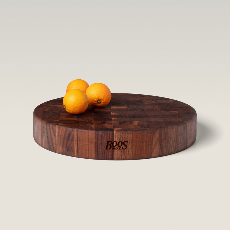 John Boos | Walnut End Grain Round Chopping Block, 18 x 3 inches