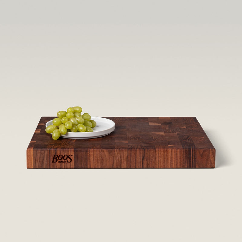 John Boos | Walnut End Grain Reversible Chopping Block with Grips, 20 x 15 x 2.25 inches