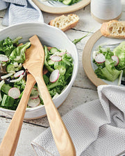 Farmhouse Pottery Crafted Salad Servers - Natural, handcrafted from New England ash, showcasing artisanal design and functionality for enhancing salad presentation.