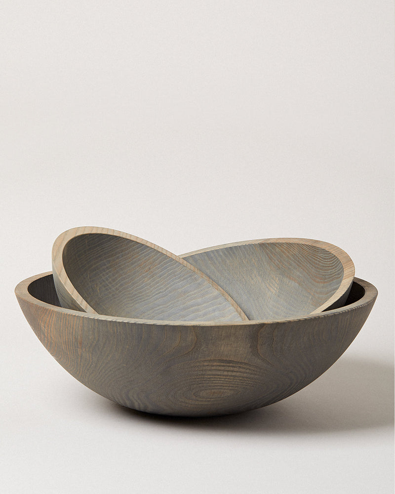 Farmhouse Pottery | Crafted Wooden Bowls, 15 Inch, Grey
