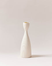 Farmhouse Pottery | Pantry Candlesticks - Medium White: A handcrafted, minimalist white candlestick with a brass cup, ideal for adding elegance to dining spaces.