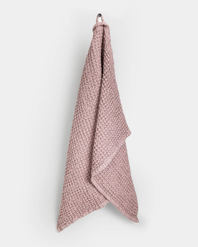 MagicLinen Waffle Kitchen Towels - Dusty Blue, Large; durable linen-cotton blend with a waffle weave for enhanced absorbency and quicker drying, ideal for an elevated kitchen experience.