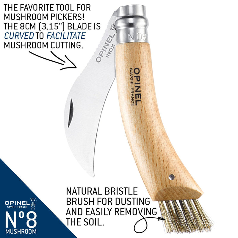 Opinel | N°8 Mushroom Knife + Brush