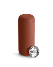 FELLOW | Carter Move Mug, Sienna / 16 oz, with a matte finish and stainless-steel filter, ideal for spill-proof coffee on the go.