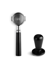 FELLOW | Espresso Series 1, Black: Portafilter and tamper showcased, emphasizing precision and control for consistent, professional-level espresso at home.