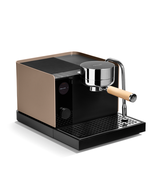 FELLOW | Espresso Series 1, Malted Chocolate + Maple, modern countertop espresso machine with portafilter, steam wand, digital display, offering professional-level home espresso precision.