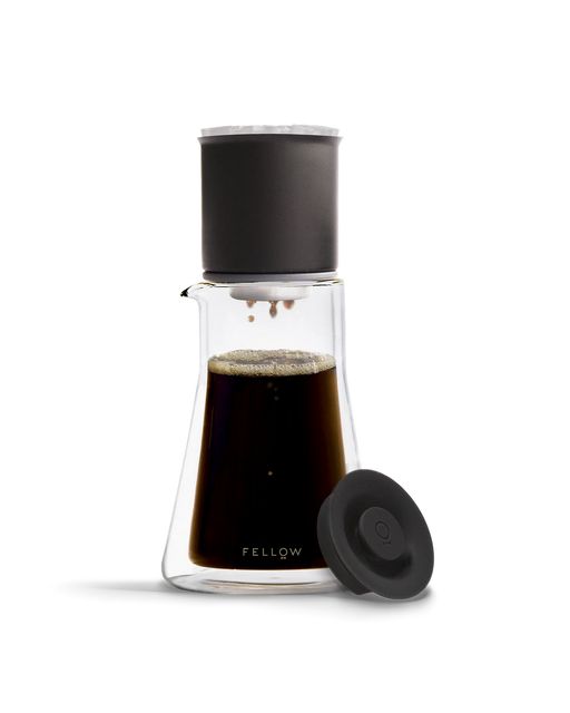 FELLOW | Stagg [XF] Set: A pour-over coffee system with a glass server, dripper, and silicone lid, designed for precise and balanced multi-cup brewing.