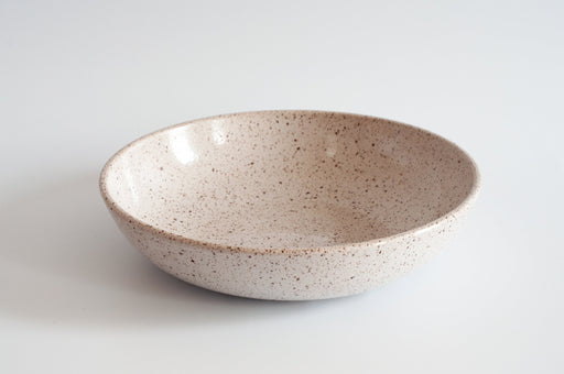 RachaelPots | Large Pasta Bowl - White, hand-thrown speckled stoneware, perfect for elegant family meals, microwave and dishwasher safe, each piece uniquely crafted.