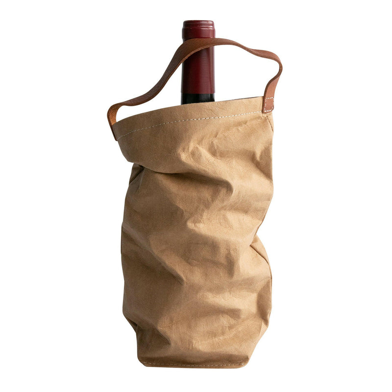 UASHMAMA | Wine Bag Carrying Totes with Cooler - Denim, showcasing a stylish khaki tote with leather strap, perfect for elegant wine transport.