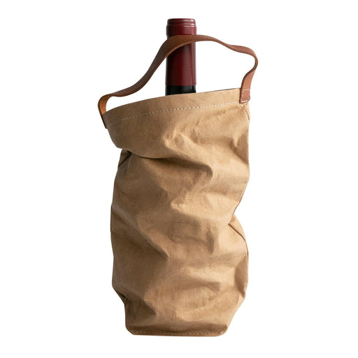 UASHMAMA | Wine Bag Carrying Totes with Cooler - Denim, showcasing a stylish khaki tote with leather strap, perfect for elegant wine transport.