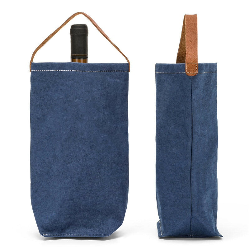 UASHMAMA | Wine Bag Carrying Totes with Cooler - Denim, featuring a stylish leather strap and durable design, perfect for elegant wine transport.