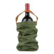 UASHMAMA Wine Bag Carrying Tote - Denim, featuring a stylish green bag with a leather strap, perfect for transporting and presenting wine elegantly.