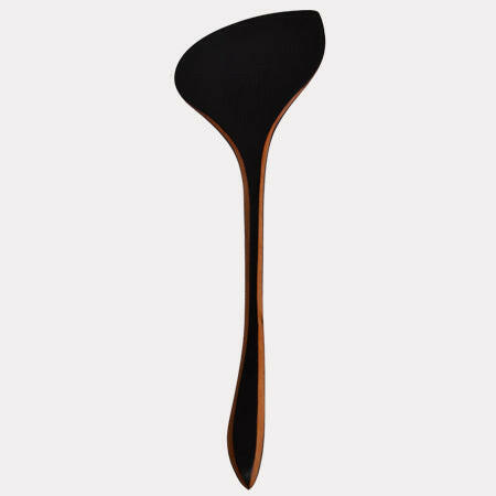 Jonathan's Spoon | Wok Tools - Blackened - Left Handed: 14-inch cherry wood utensil with a smooth, durable design, ideal for safe stir-frying.