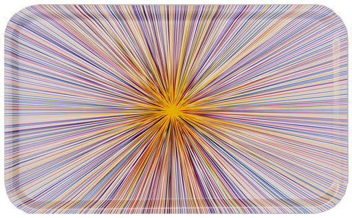 Tisch New York | Yellow Multi Lines Tray - Rectangle made of Birchwood veneer, 21 x 13, with a colorful pattern, dishwasher and food safe, ideal for stylish serving.