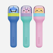 Zoku | Kids Pocket Utensils - Shark, featuring a compact travel case with a spoon, fork, and knife made of durable stainless steel, ideal for kids' lunchboxes.