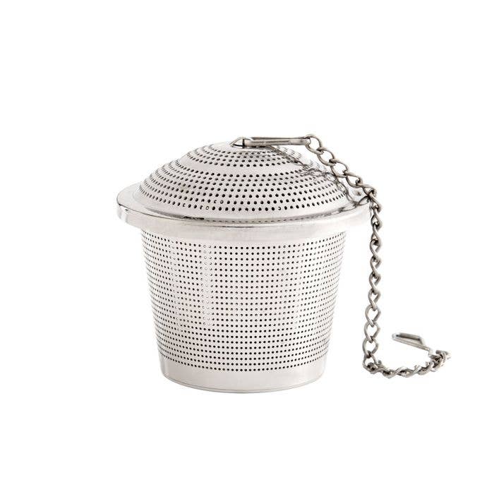 HIC Kitchen Barrel Tea Infuser, Large; a stainless-steel mesh infuser with chain, ideal for steeping loose-leaf tea. Perfect for kitchen enthusiasts.