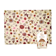 Bee's Wrap - Bread Wrap in Meadow Magic pattern, a vegan, plant-based wax sheet, shown flat with packaging. Ideal for bread preservation, compostable and reusable.
