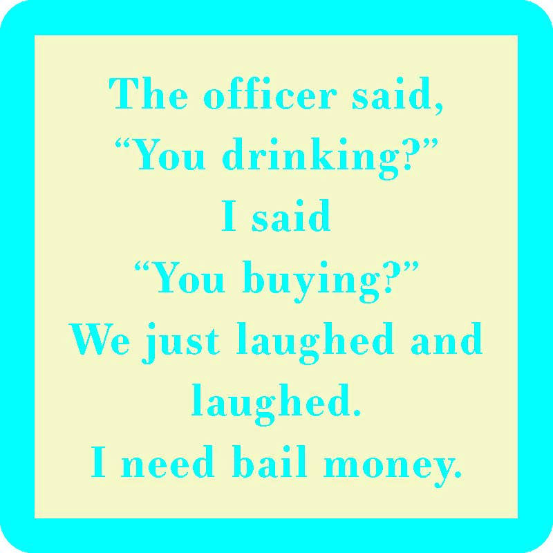 Drinks on Me - COASTER You Drinking? | Funny Party Gift | Home Bar Decor. A witty coaster with a humorous drinking joke, perfect for adding charm to any bar or kitchen.