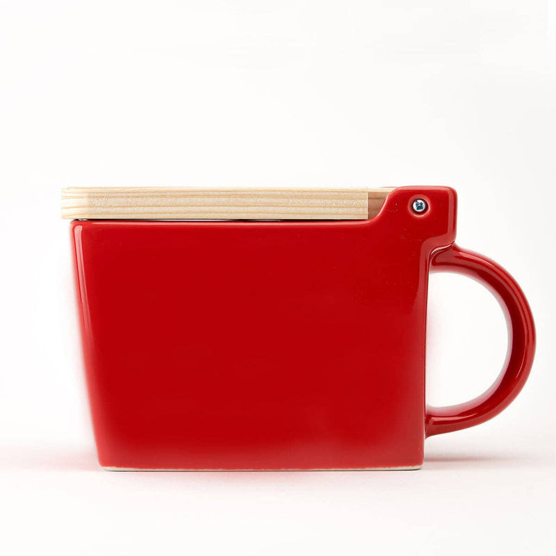 Zero Japan | Bee House Ceramic Salt Box With Wooden Lid & Dehumidifying Measuring Spoon, Tomato